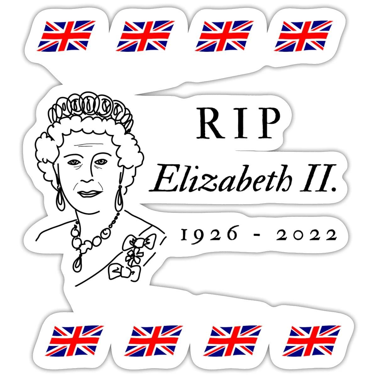 RIP Queen Elizabeth II 1926 – 2022 Sticker, max. 4 x 4″