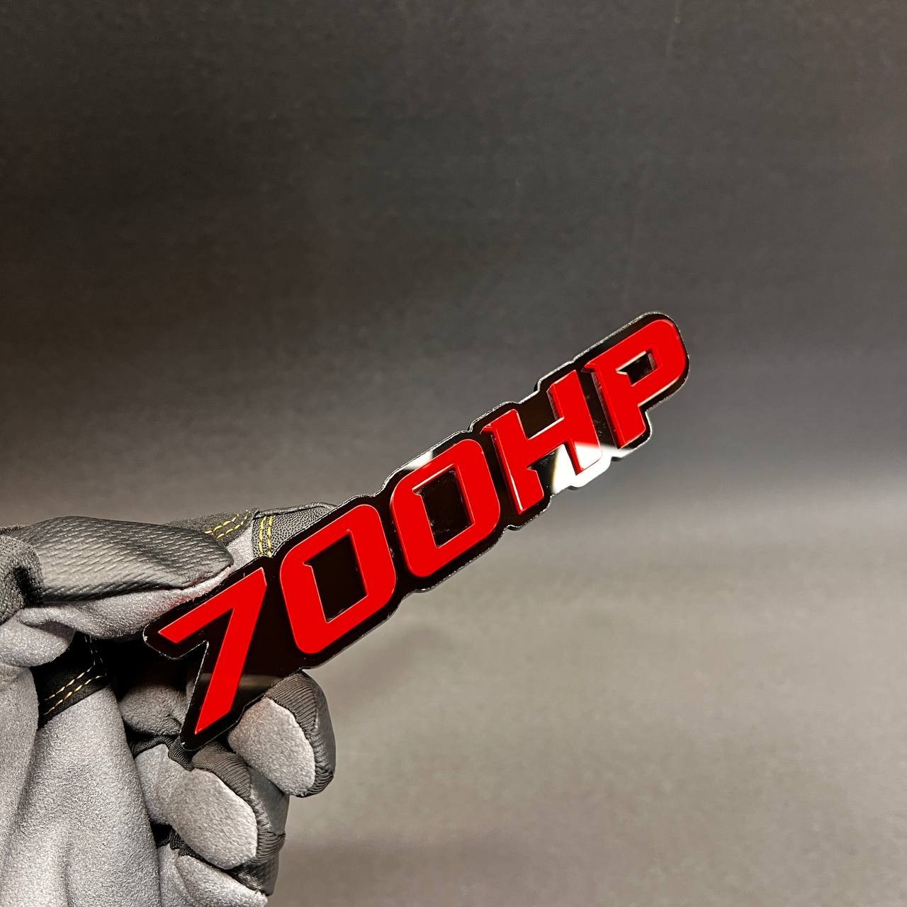 1X 700 HP Custom 3D Car Emblem – Multicolor Acrylic Car Badge Decal RED – BLACK