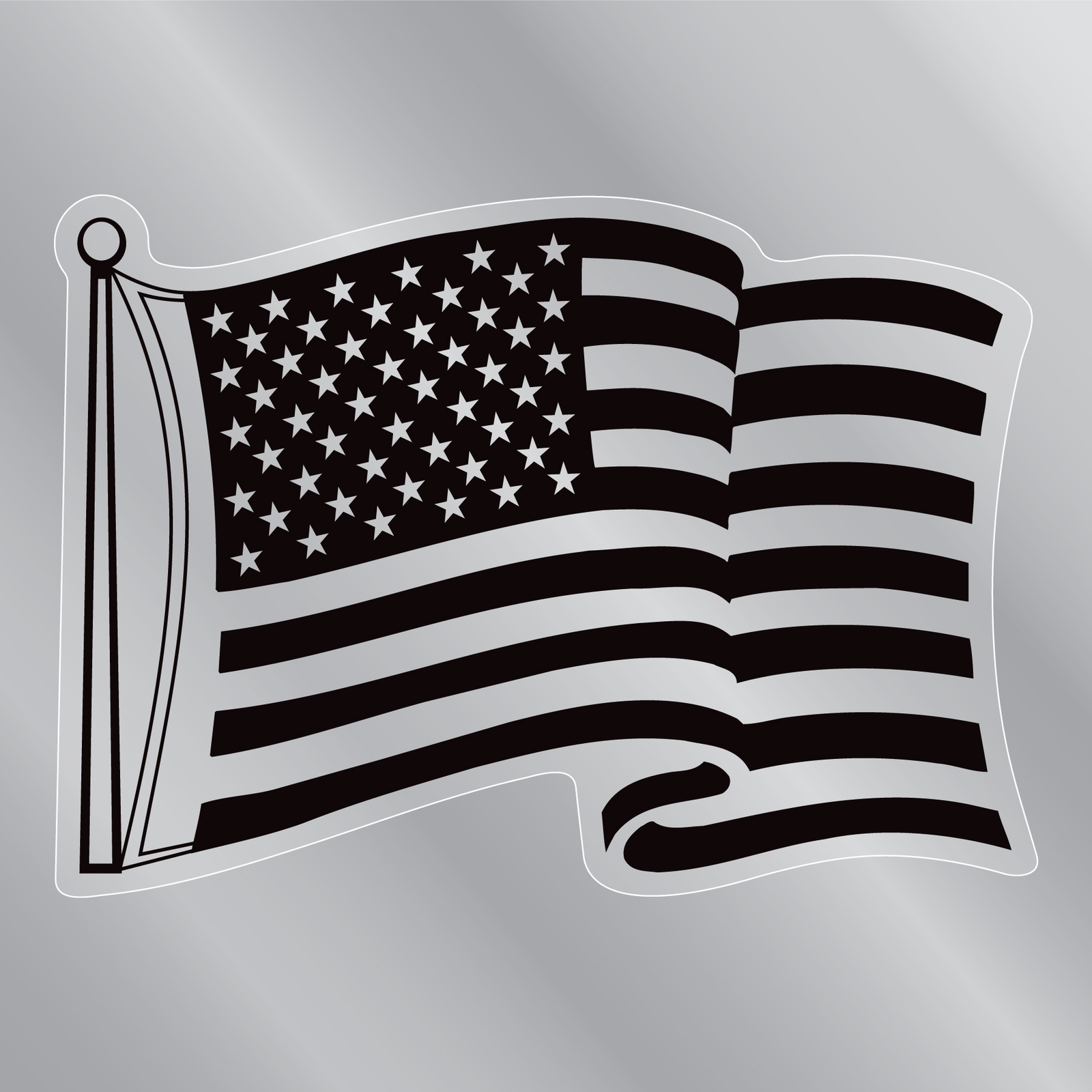 Black Mini Waving American Flag Front Static Cling