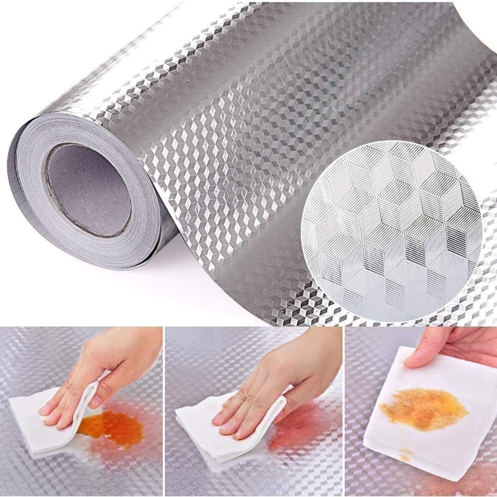 Papel adhesivo cocina aluminio 40×300 cm impermeable anticallos calor