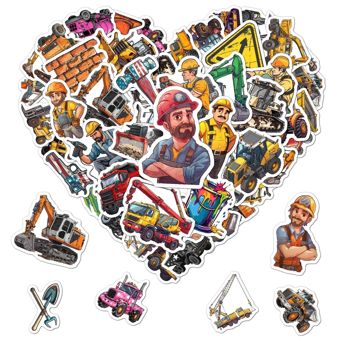 Pack 50 Pcs Hard Hat Construction Stickers for Water Bottles Funny Laptop Lug…