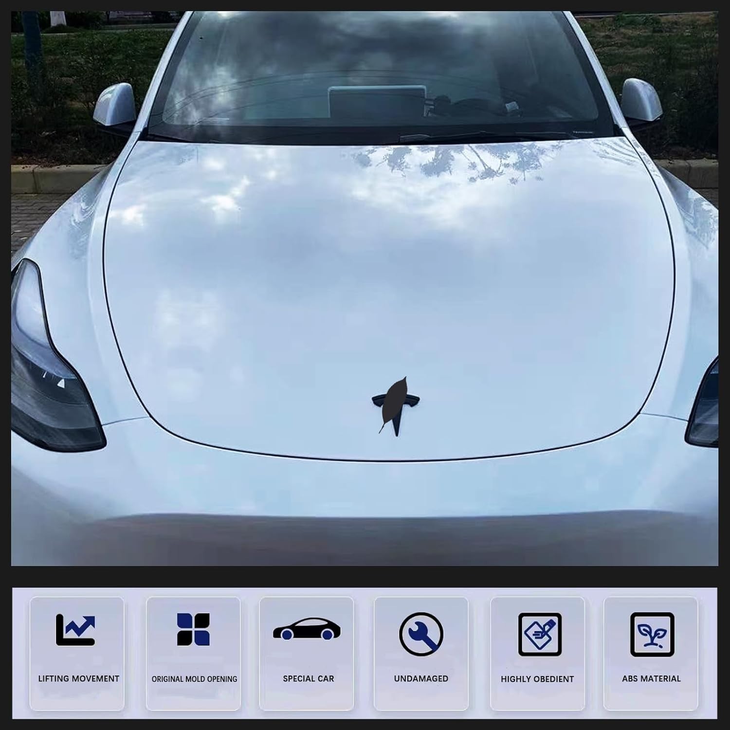Custom Fit Front Trunk Emblem Cover for Tesla Model 3/Y – Durable ABS Design