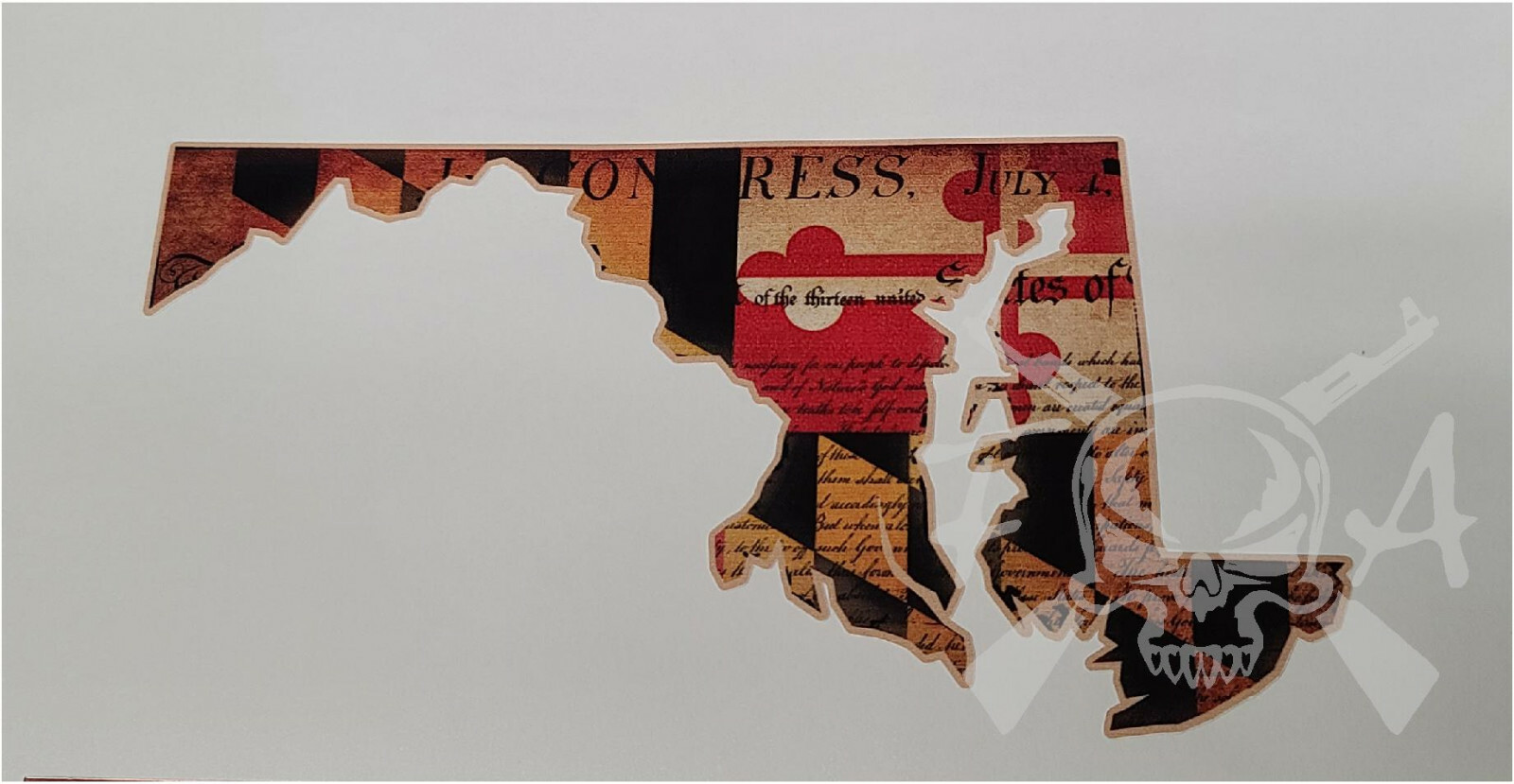 Maryland Declaration State Flag Vinyl Sticker Decal MD outline silhouette