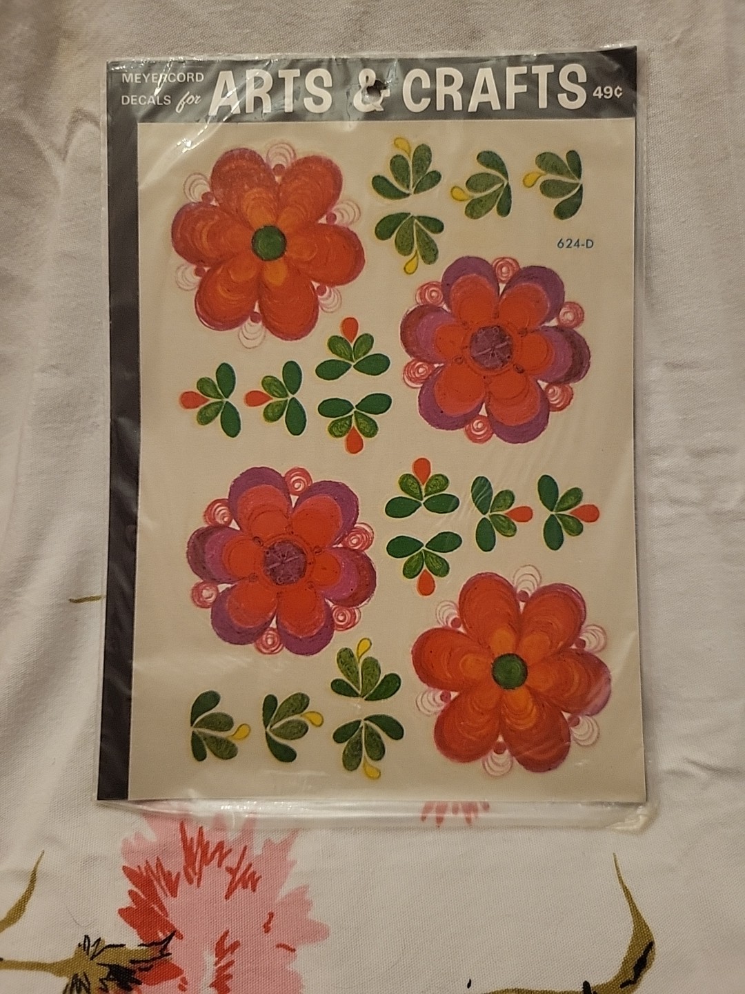 Vintage Meyercord C.1960s Folk Art Decal Daisy Floral Tile Sticker Dutch