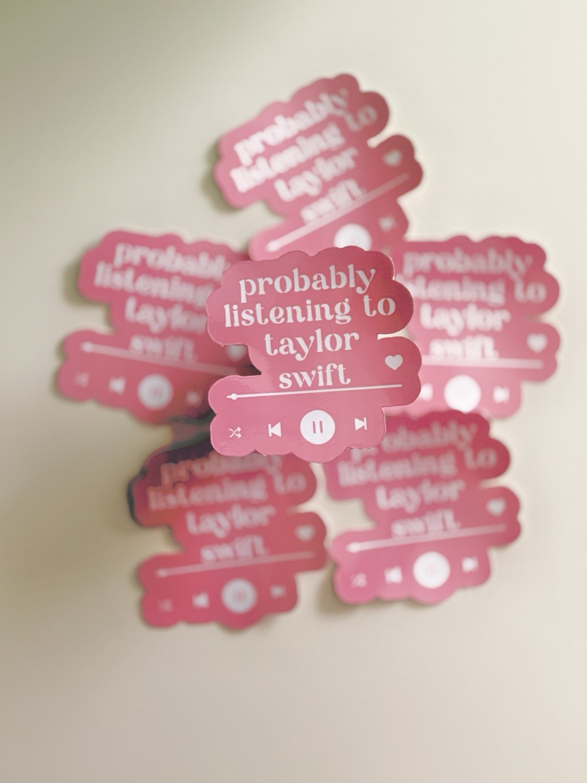 Probably Listening to Taylor Swift Pink Vinyl Decal for Laptops, Water Bottles