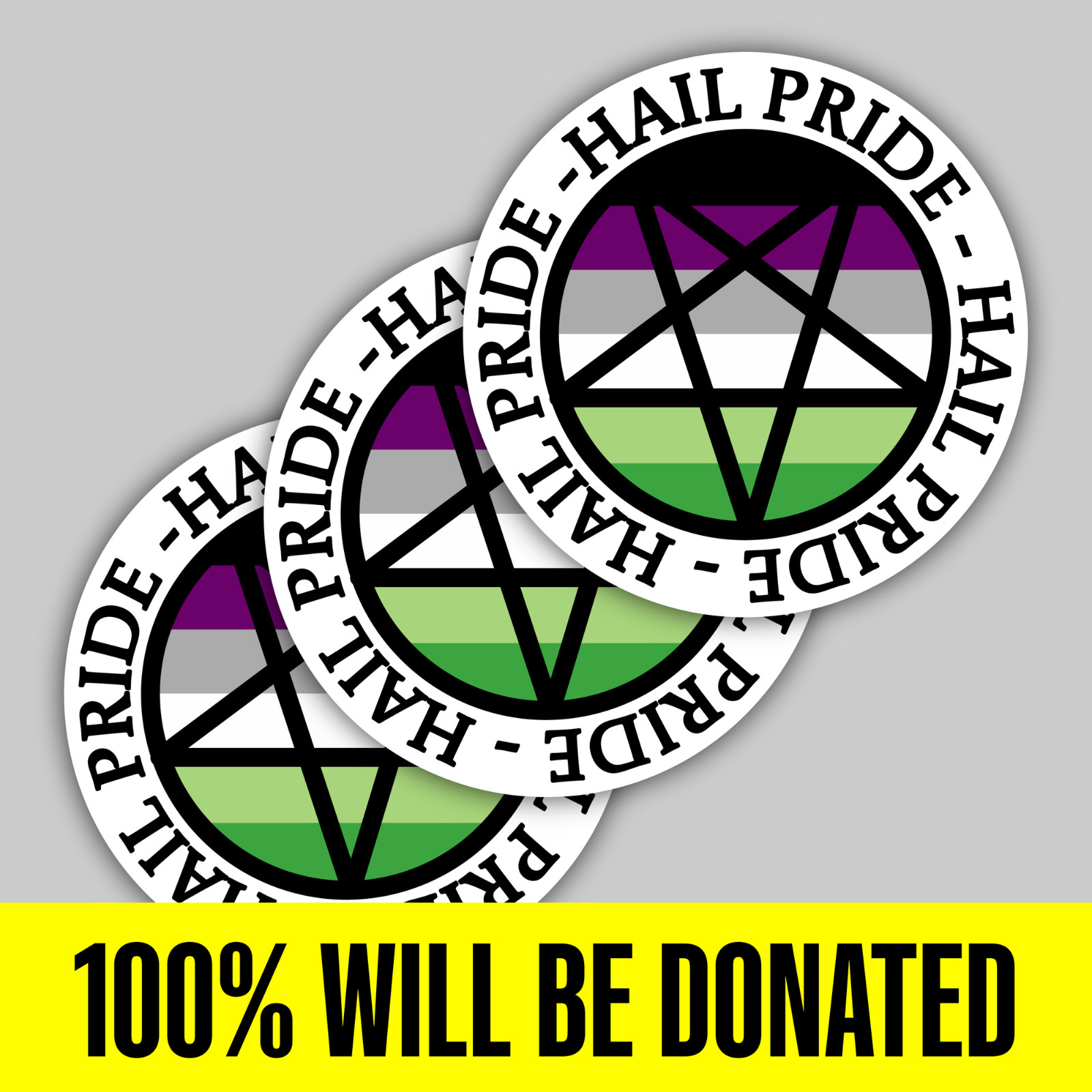 “Hail Pride!” 3 Aroace Satanic Sticker Pack (5 inches)
