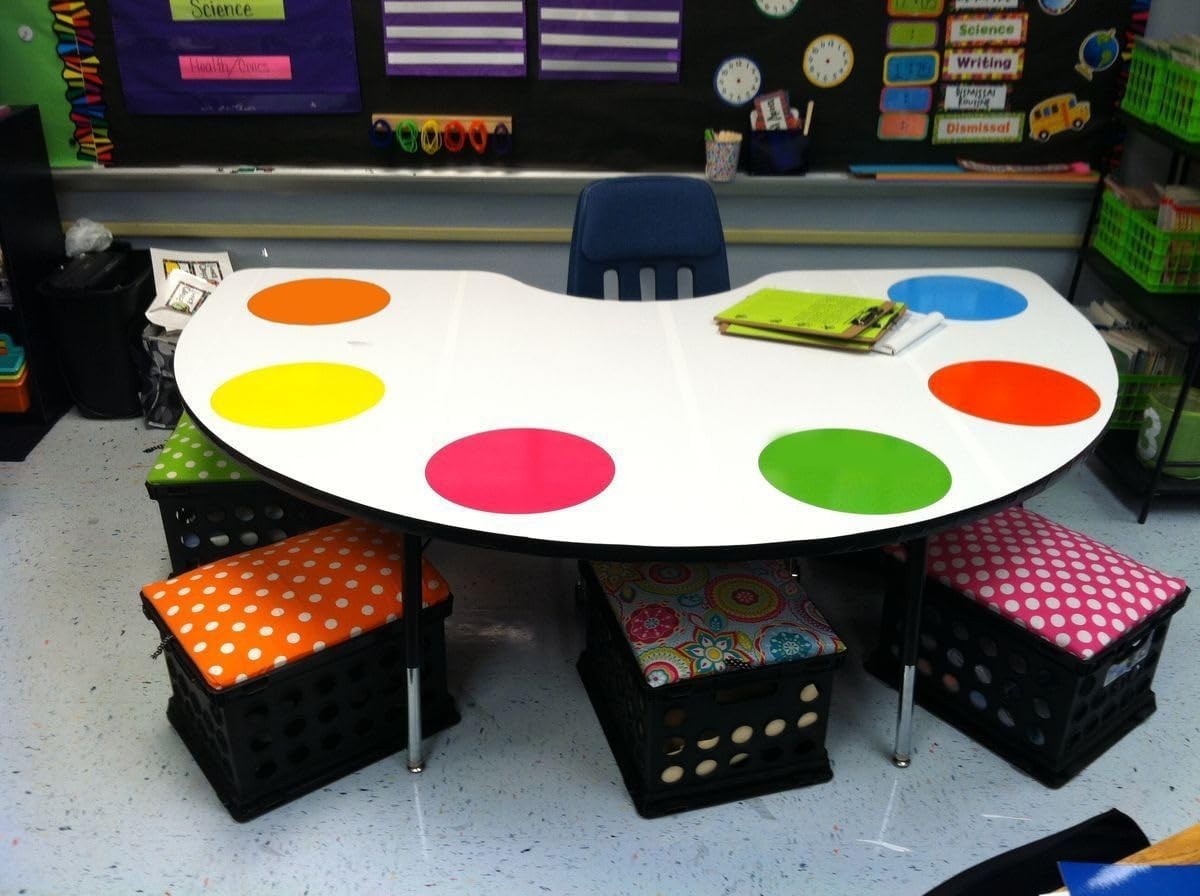 24 Pack 12”Big Size Dry Erase Dots for Classroom Tables, Peel and Stick Remo