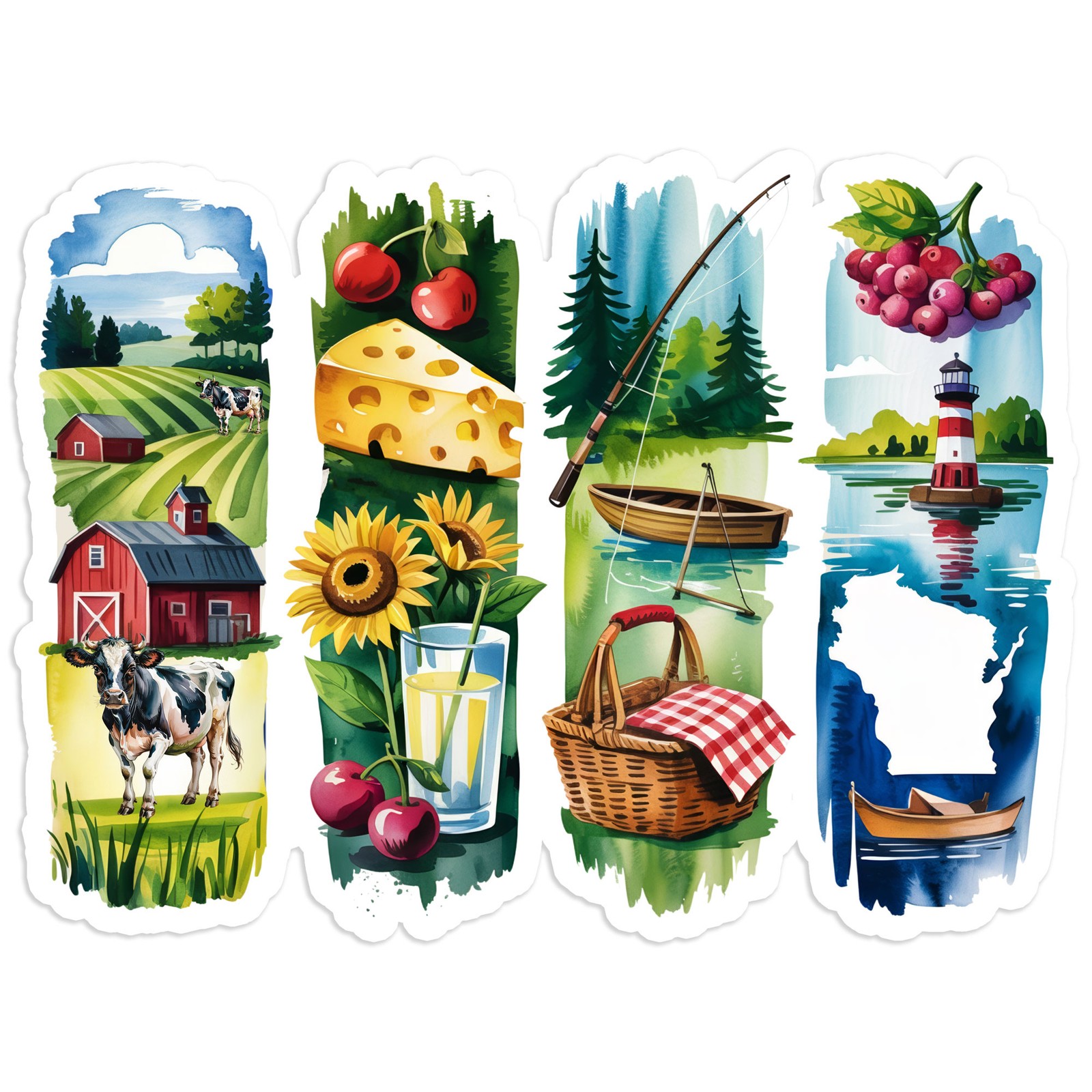 Wisconsin Brushstrokes – Vinyl Decal Sticker – Car Window Laptop – #1397