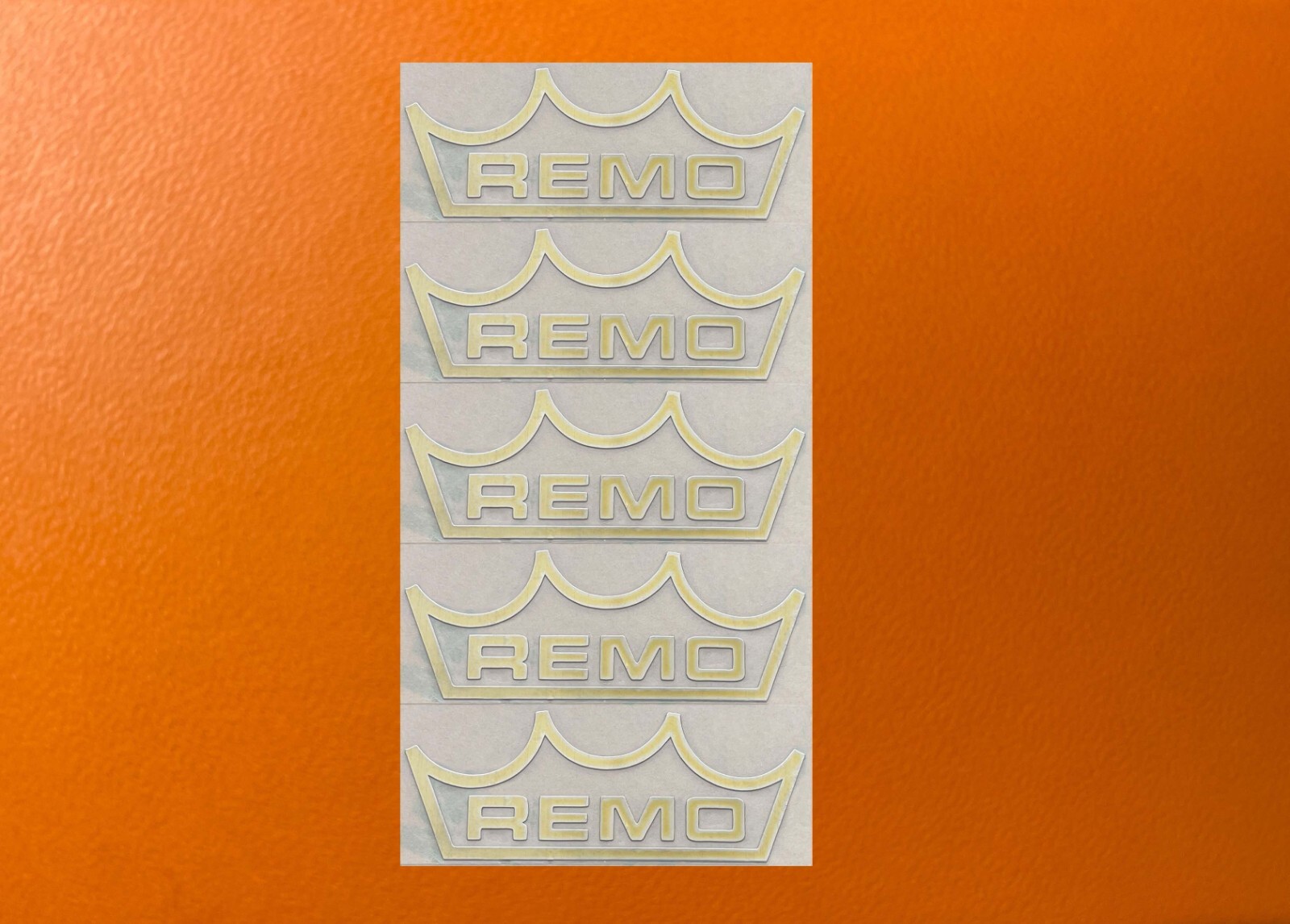 5 pcs Sticker for Remo Drums Golden Color Mirror Logo Decal Badge 2″ wide
