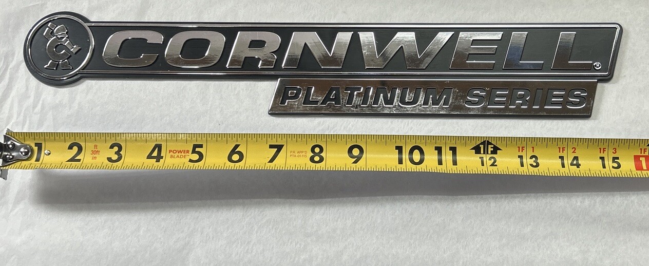 Cornwell Platinum Series Badge, Emblem Chrome & Black 16″ x 2.5” Adhesive Back