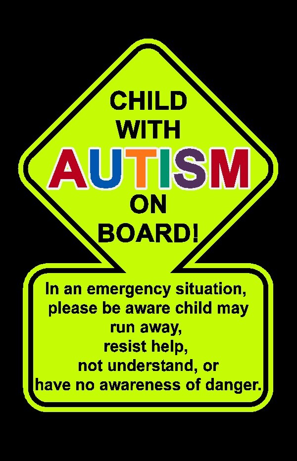 REFLECTIVE HiViz Autism Awareness Child on Board First Responder Warning Sticker