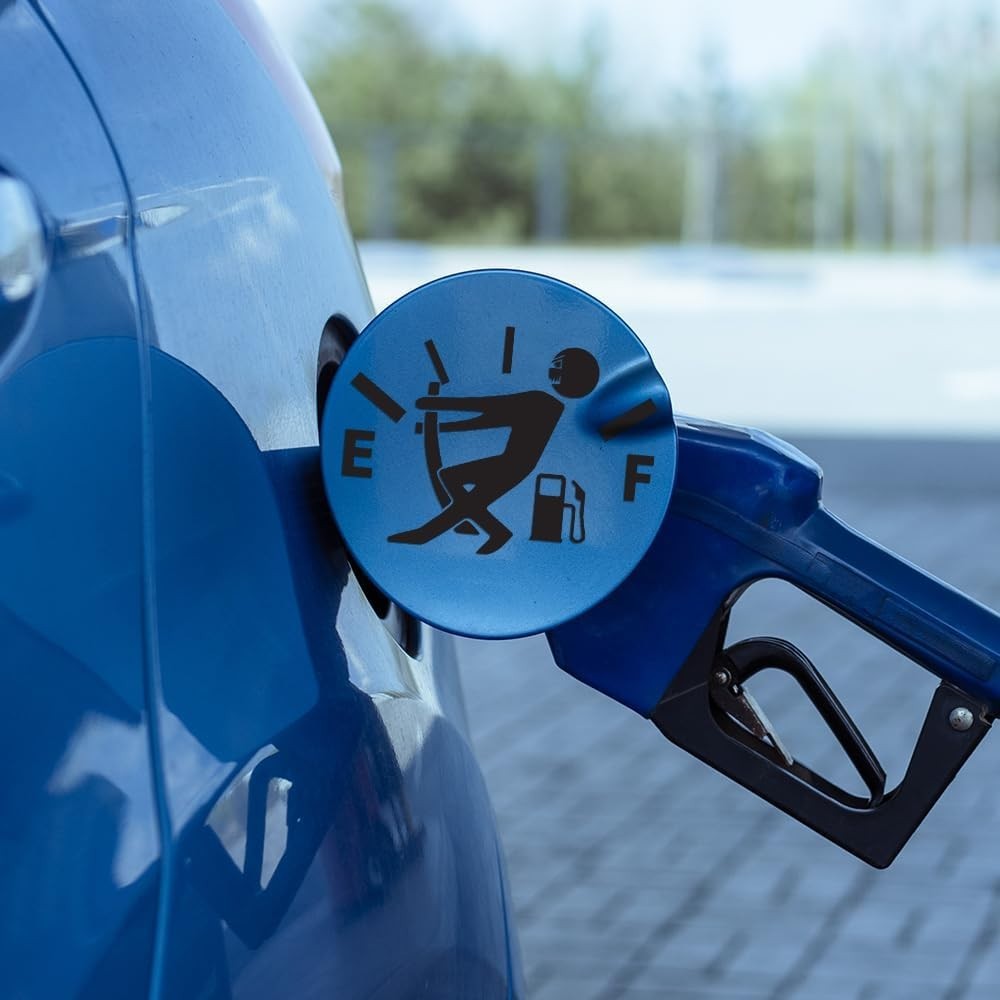 Funny Gas Tank Pulling Needle Stickman Vinyl Sticker Car Truck Bumper 4″ x 3.75″