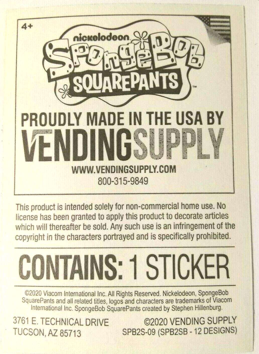 Spongebob Squarepants Vending Sticker Decal