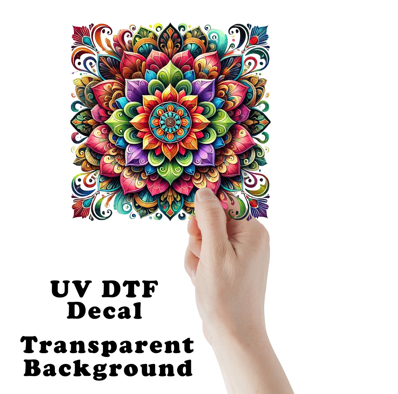 Bright Flower Mandala UV DTF Transparent Sticker / Decal
