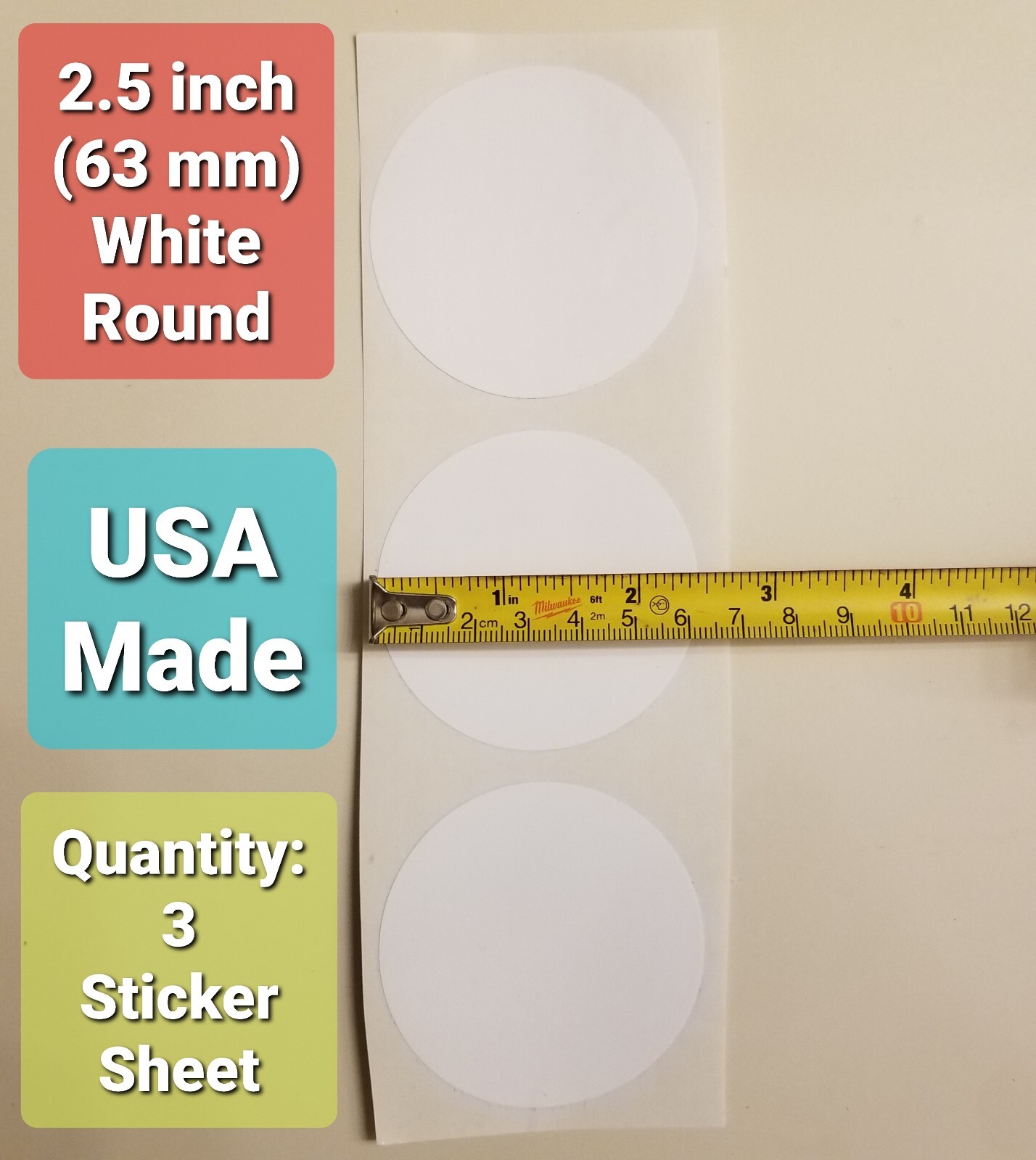 2.5″ White Round Sticker Label Dot Circle Seal Security Decal Tamper Transparent