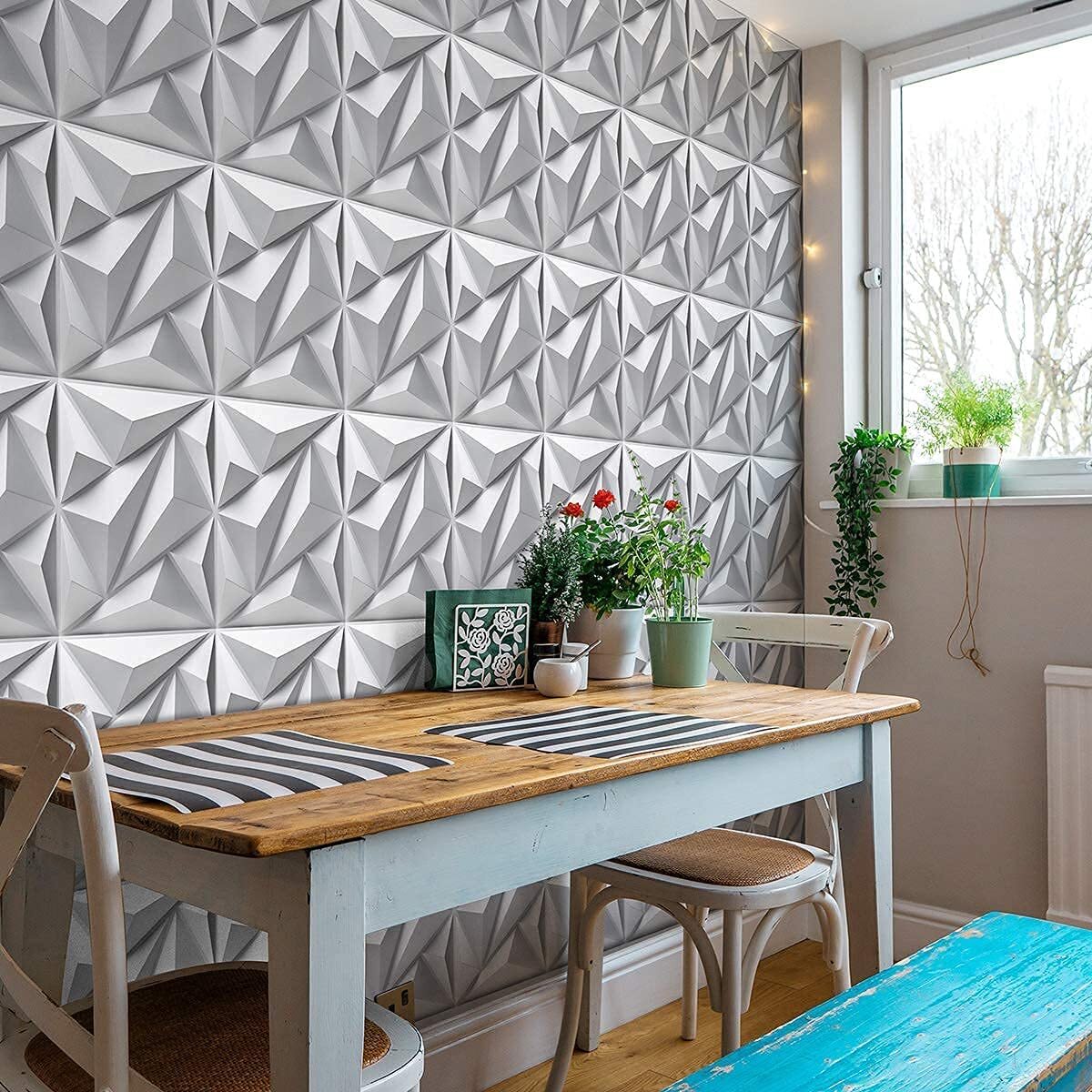 12pcs 3D Wall Panel Ceiling Tiles Wallpaper Background Decal Home DIY Decor