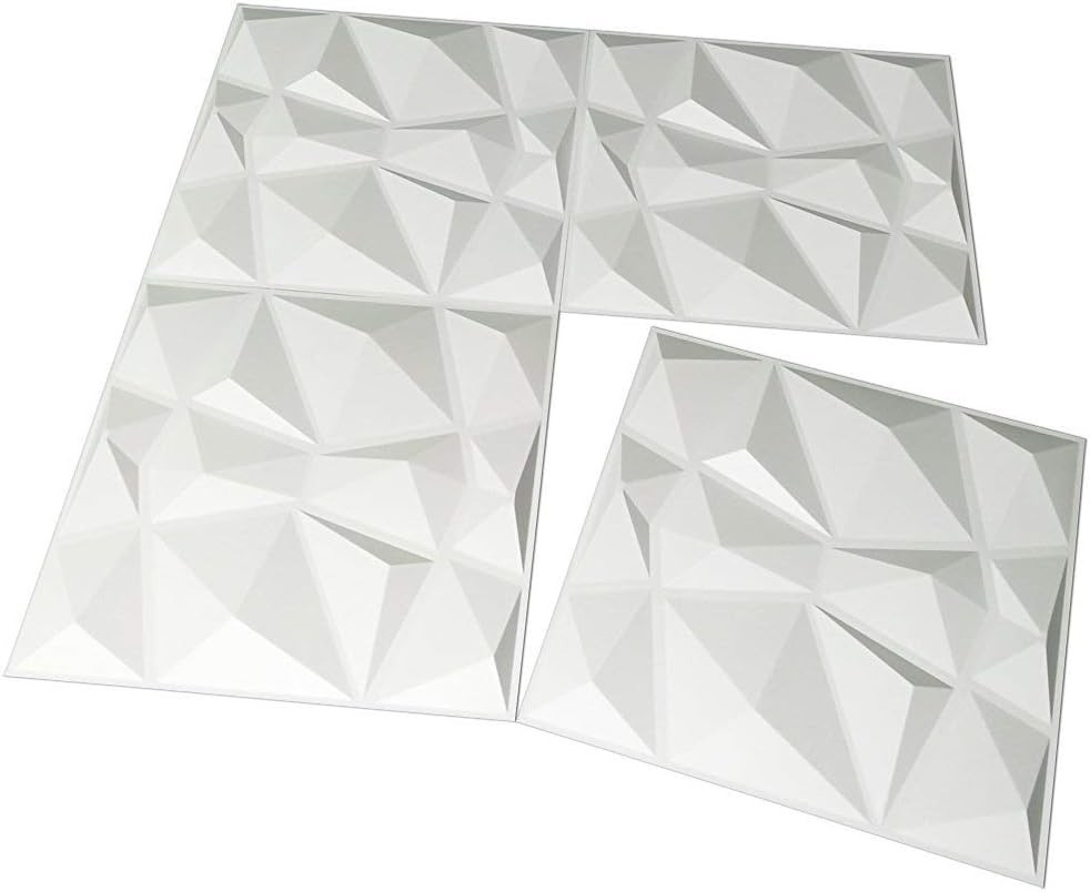 12 Pack 3D Diamond Design Wall Panels 19.7″x19.7″ PVC Panel for Interior Wall…