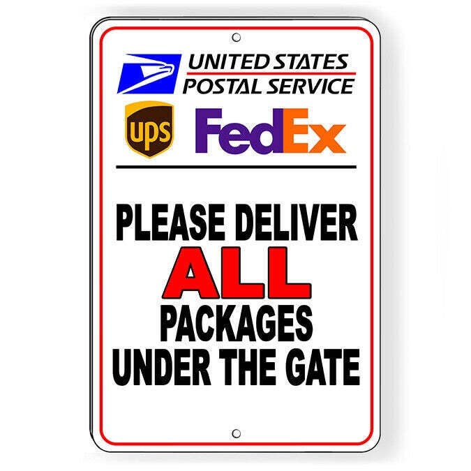 Deliver Packages Under The Gate Sign / Decal / Usps Ups Delivery I259 /