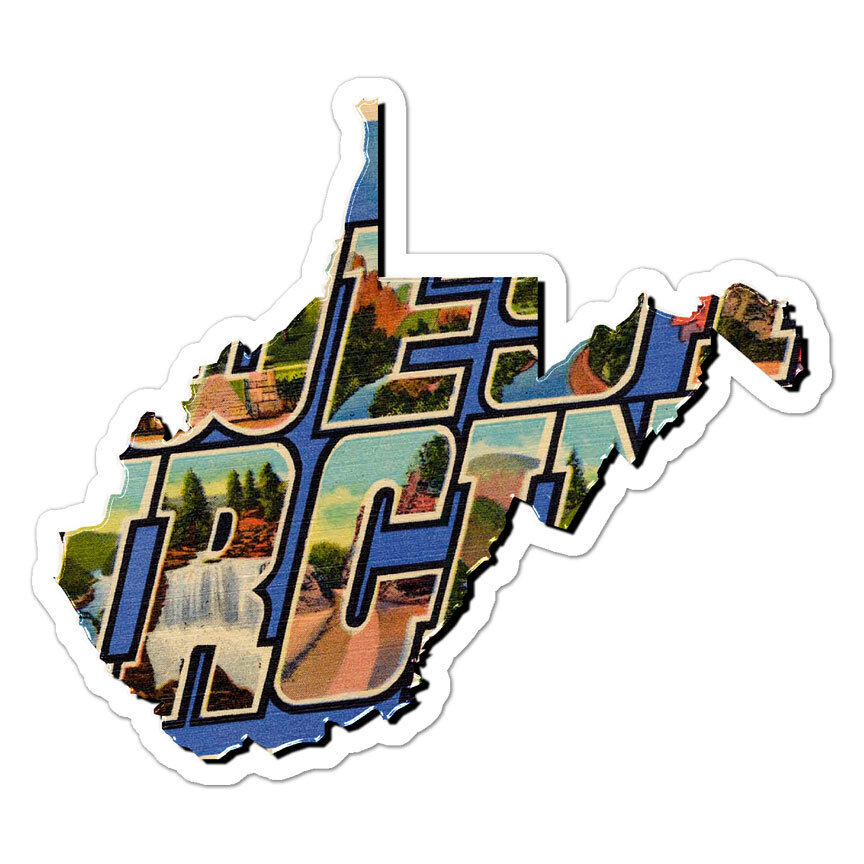 West Virginia Vintage Map, Vinyl Decal Sticker, Indoor Outdoor, 3 Sizes, #8890