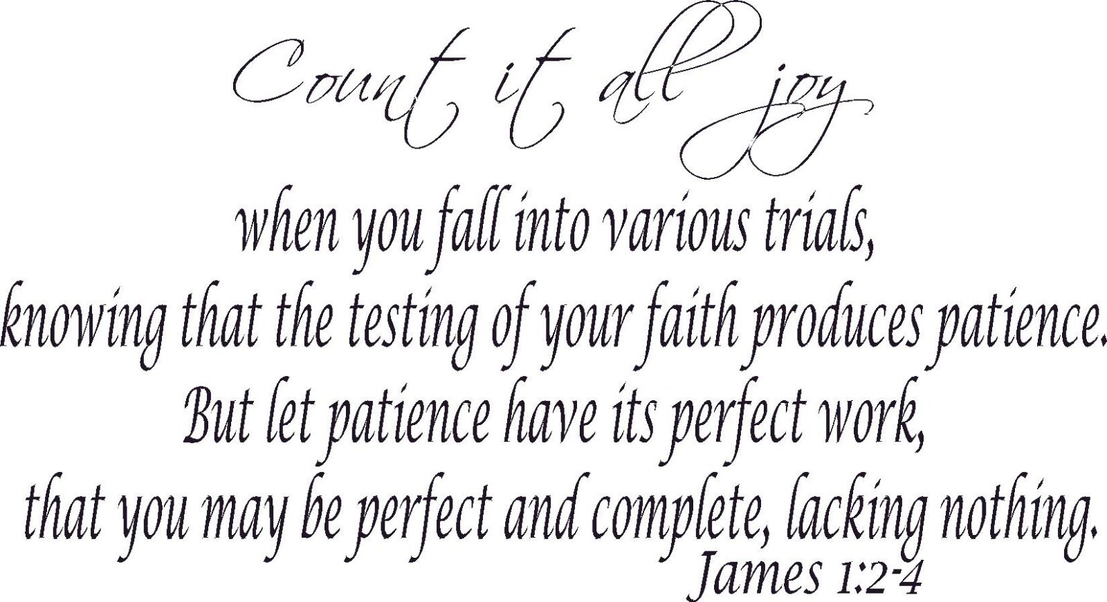 James 1:2-4 11 x 22 Scripture Vinyl Wall Decal ~ Scripture Wall Art