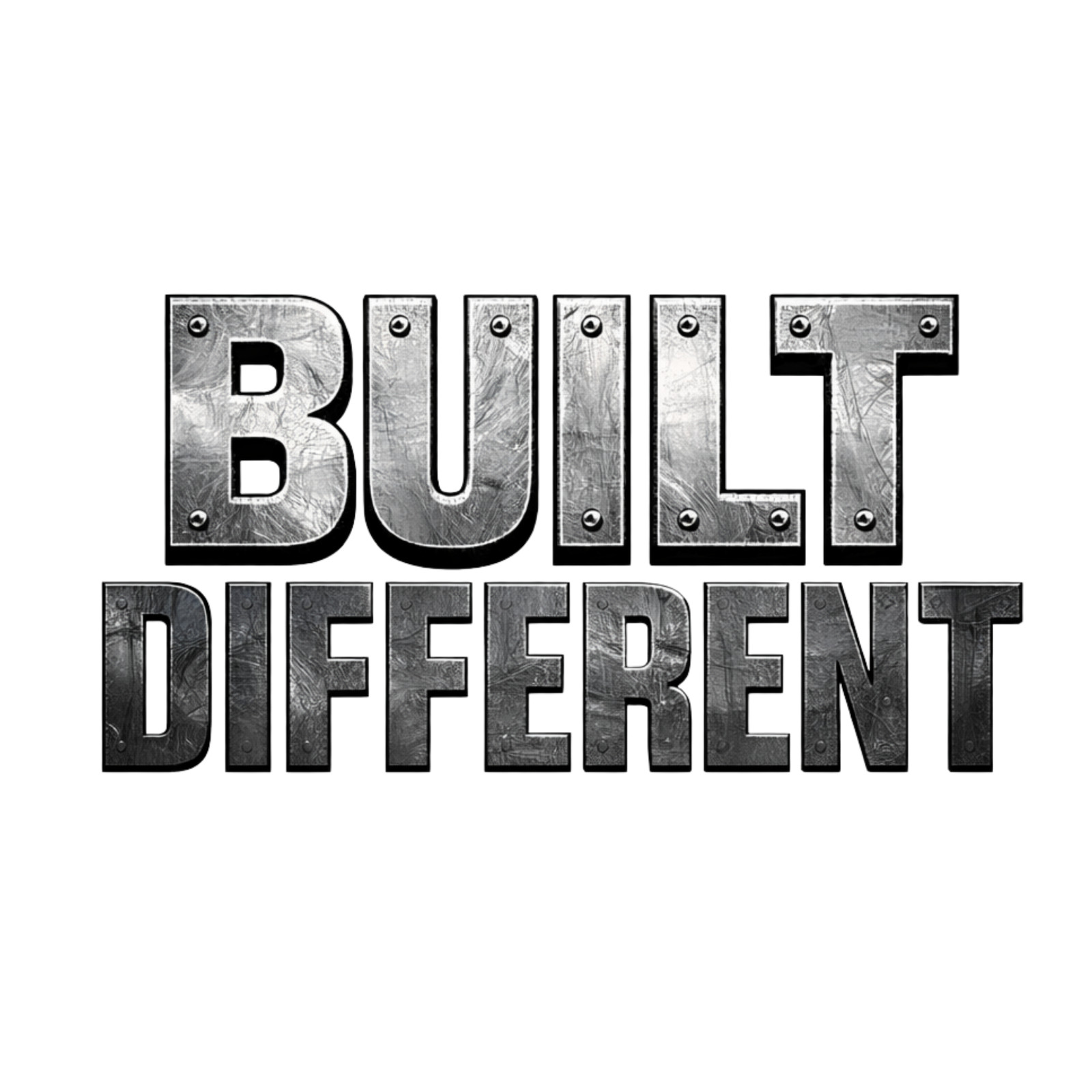 Built Different Metal Plate Letters 3” UV DTF Worker Hard Hat Sticker