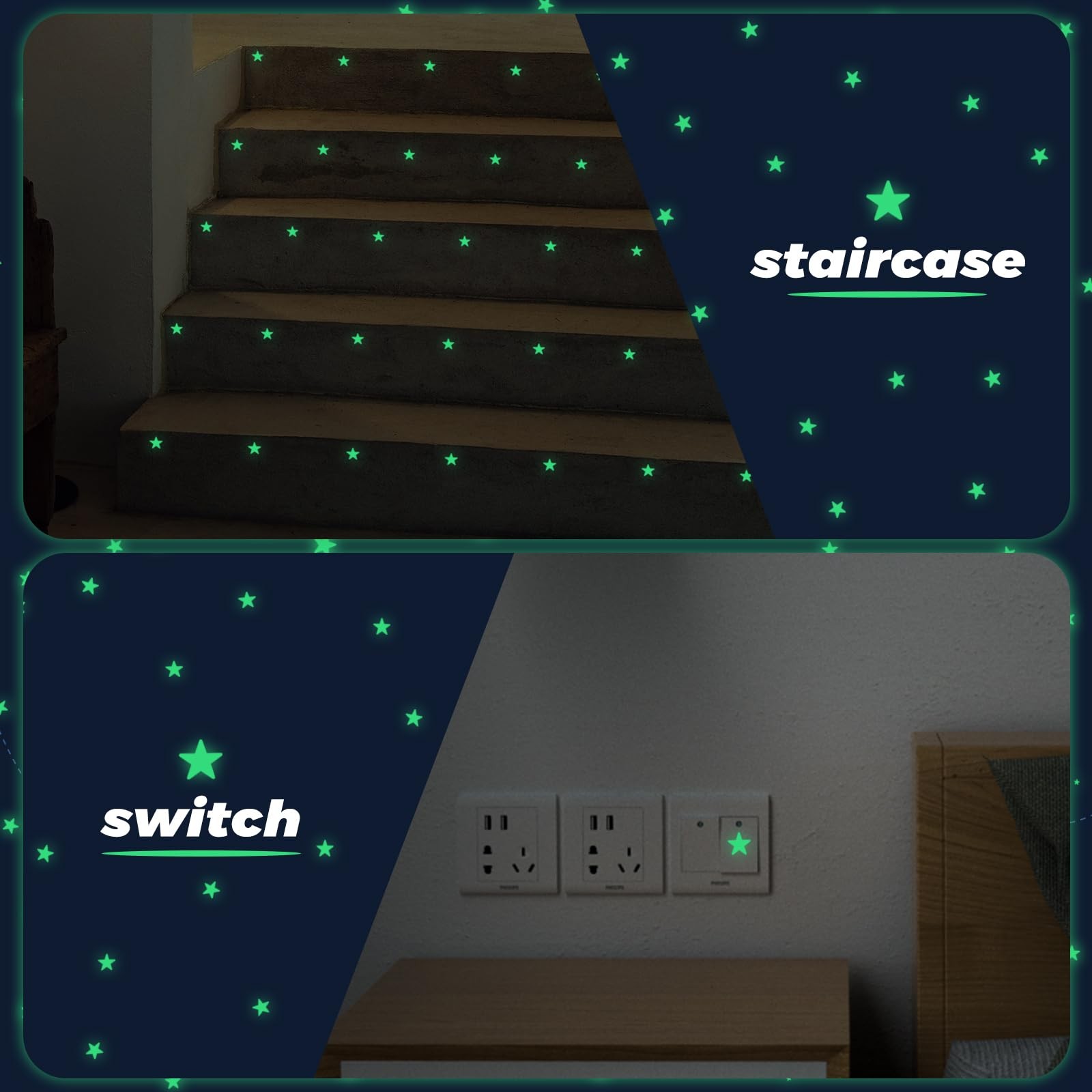 Glow in The Dark Stars Stickers for Ceiling, 514Pcs 3D Room Wall Decor Ceiling S