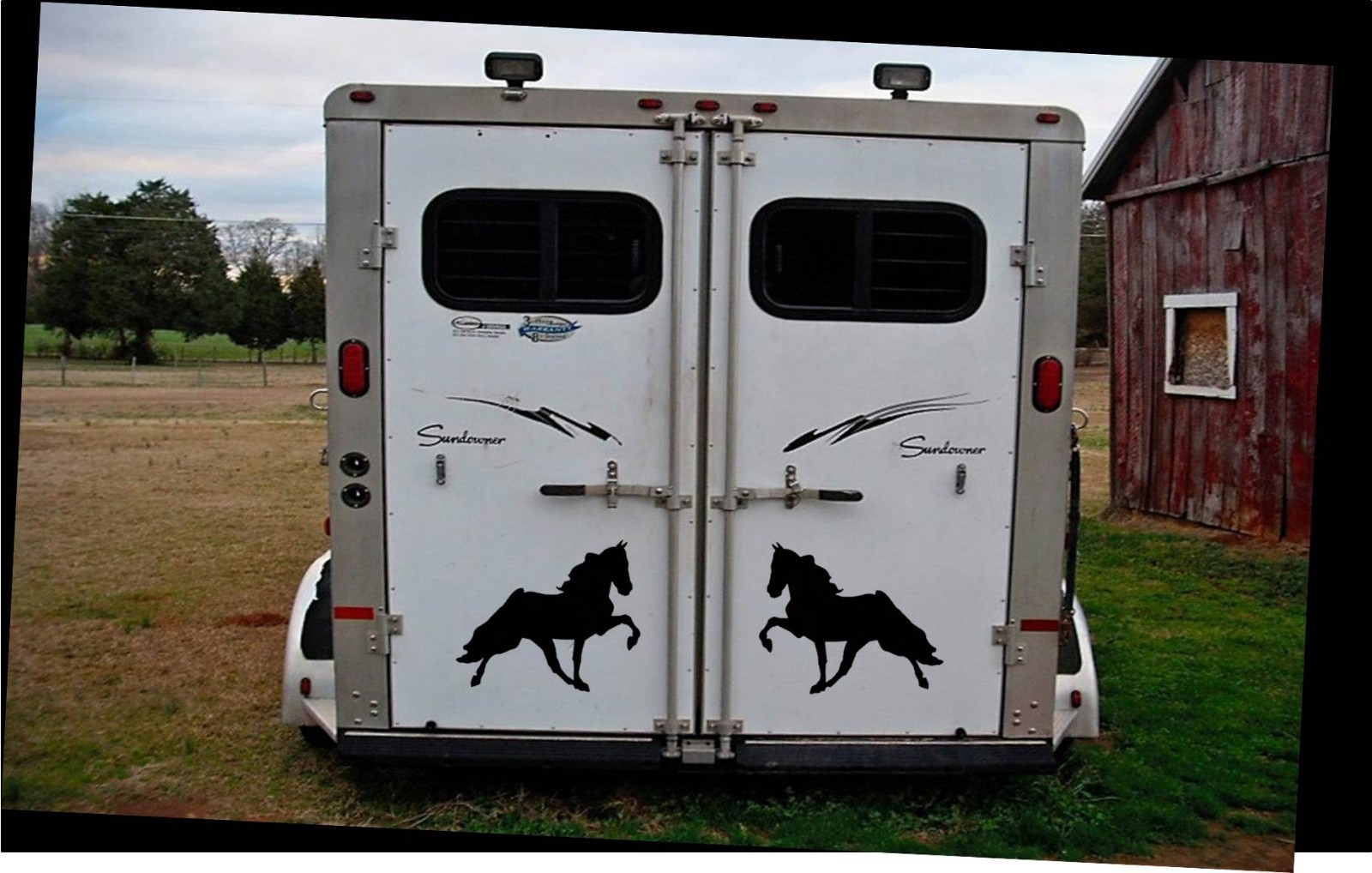 2 LARGE 12.5″ WALKING HORSE STICKERS MIRRORED TENNESSEE WALKER DECAL HORSE Show