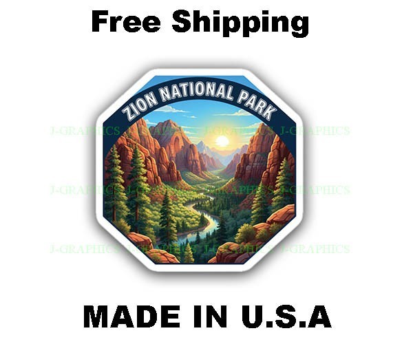 Zion National Park Vintage Style Travel Decal, Vinyl Sticker A