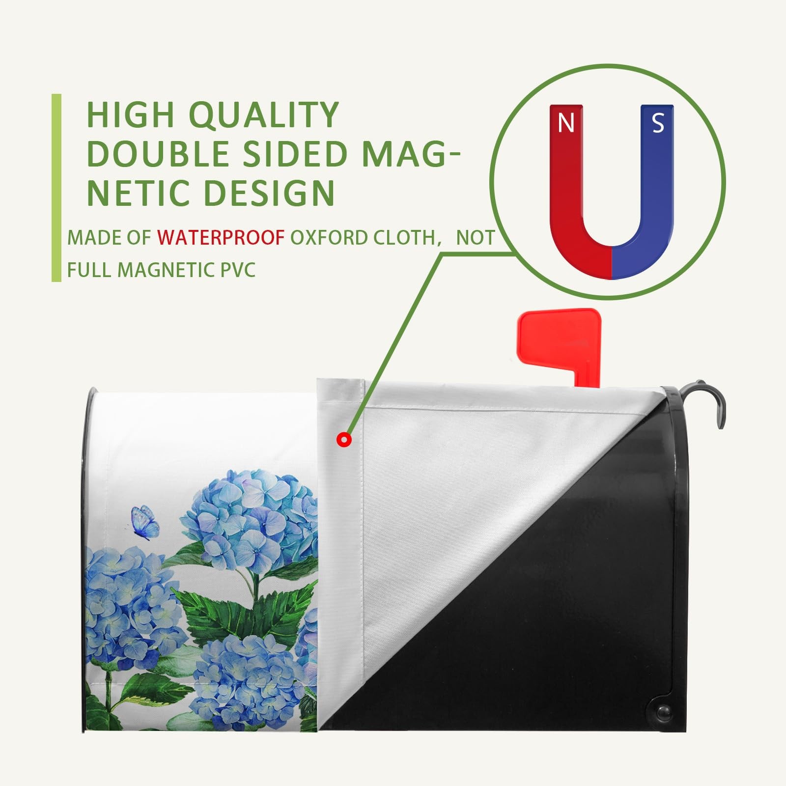 Dacawin Hydrangea Flowers Magnetic Mailbox Cover 21x18inch,
