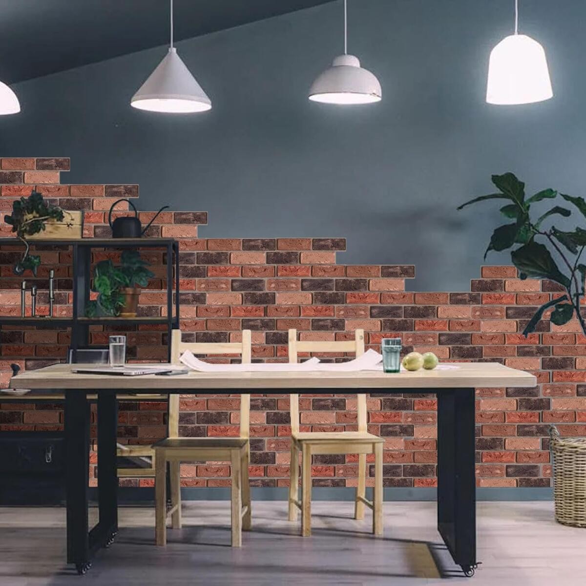 10Pack 3D Wall Panels Brown Grey Stick Brick Wallpaper Peel and Stick Faux Stone