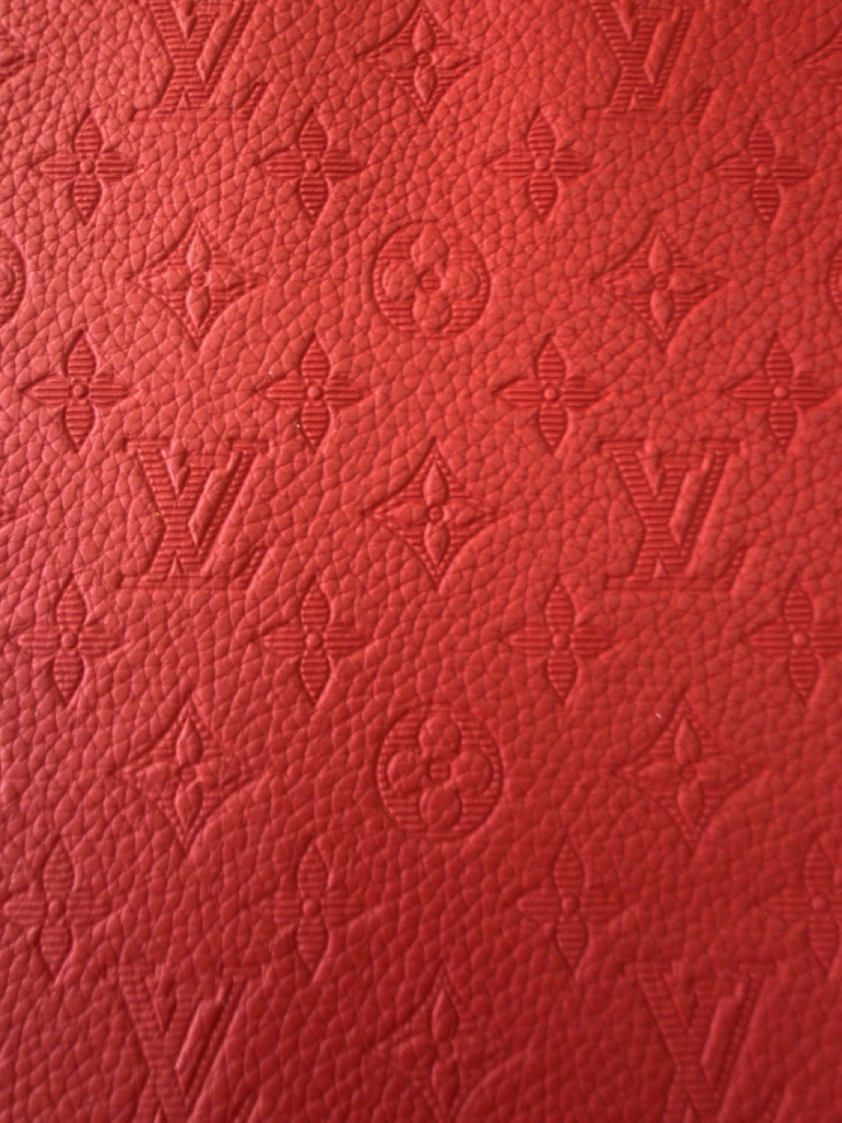 LV Red Embossed Monogram Vinyl for Crafting Classic Size piece 12″ X 12″ Scrap