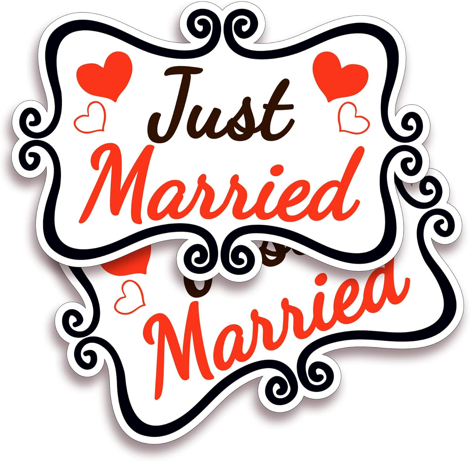 Just Married Car Decorations, 12X8 Magnet Decals for Vehicles, 2 Pack Wedding Ca