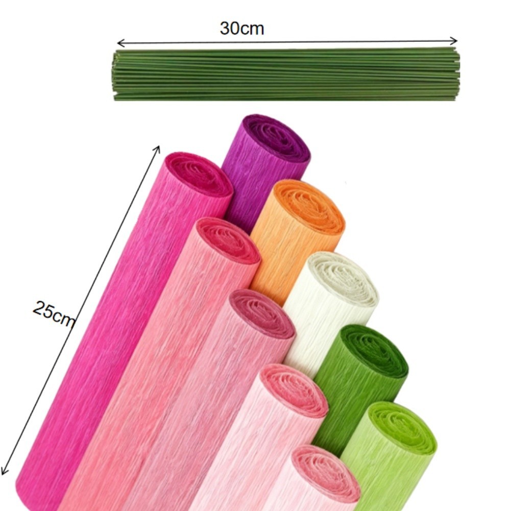 10 Rolls Crepe Paper Assorted Colours for Handmade Flowers Wrapping Crafts