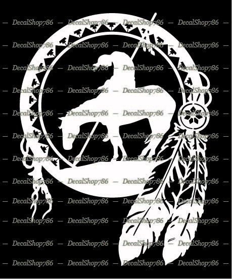 Native American Indian Warrior on Horse – Car Vinyl Die-Cut Peel N’ Stick Decals
