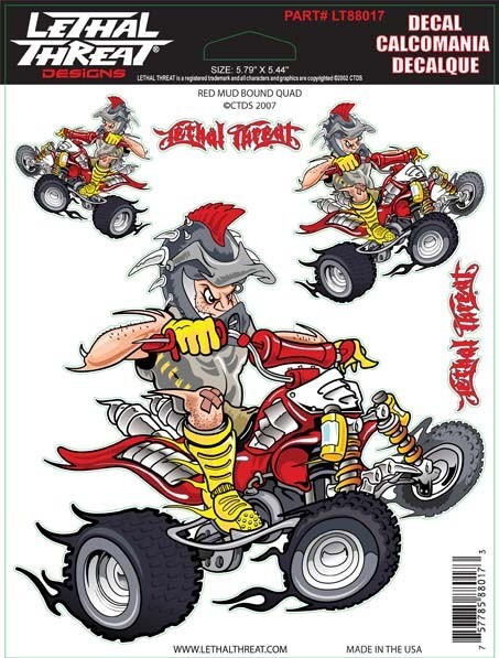 NEW LETHAL THREAT MUD BOUND QUAD RED DECAL STICKER 6″x6″ LT88017