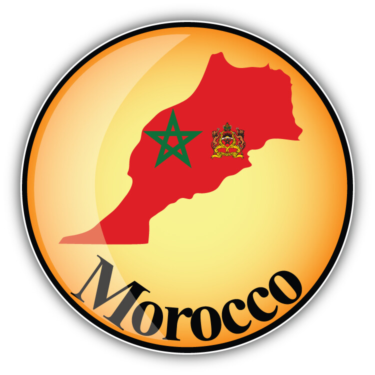 Morocco Map Flag Glossy Label Car Bumper Sticker Decal