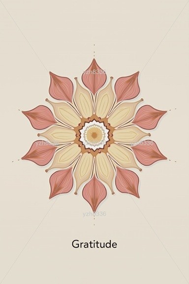Modern Taoist mandala, golden flower motif – Gratitude – Zink Print