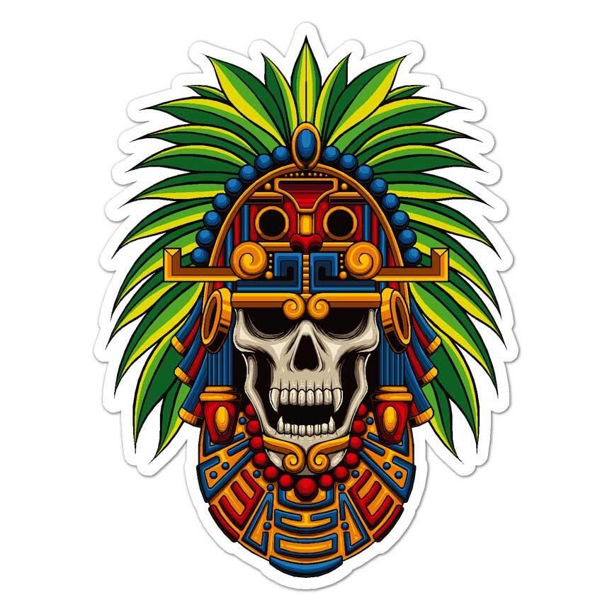 Incan Mayan Death Mask, Vinyl Decal Sticker, Indoor Outdoor, 3 Sizes, #8176