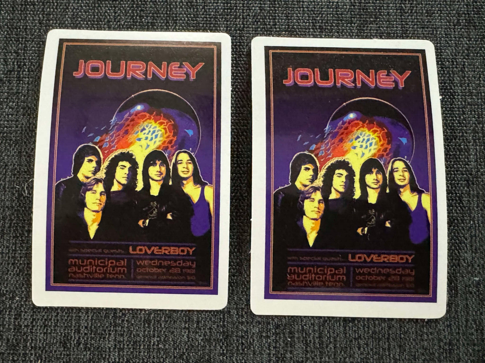 Lot (2) JOURNEY 1 7/8″ x 2 7/8″ Band Logo STICKERS Fast! FREE SHIP! Steve Perry