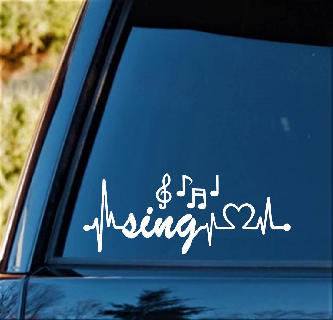 Sing Music Notes Heartbeat Decal Sticker Marching Band Guitar Musical Bass K1174