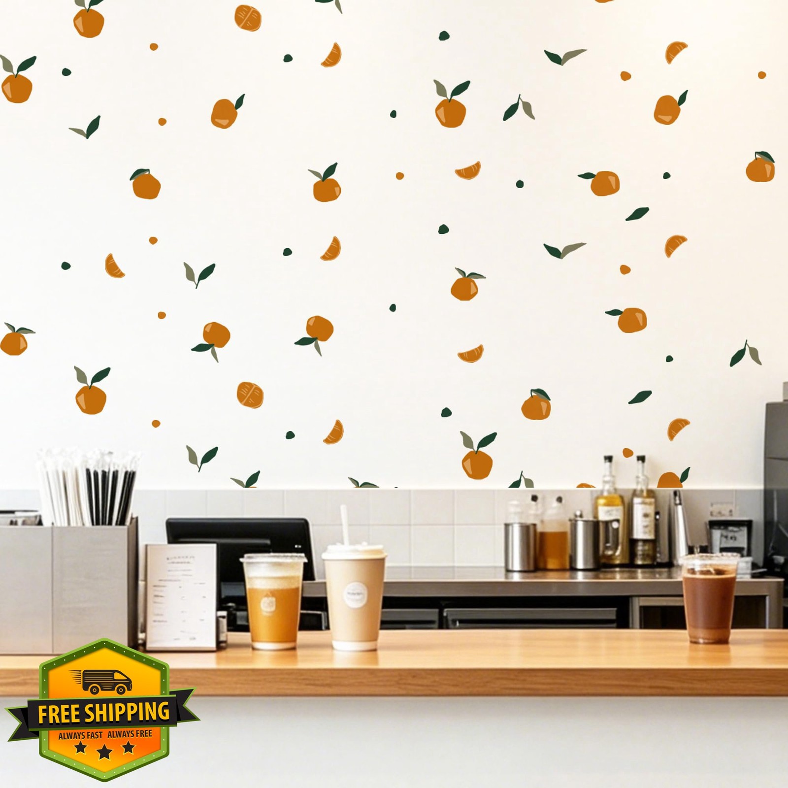 Frzflv Watercolor Citrus Fruit Wall Decals Kitchen Decor