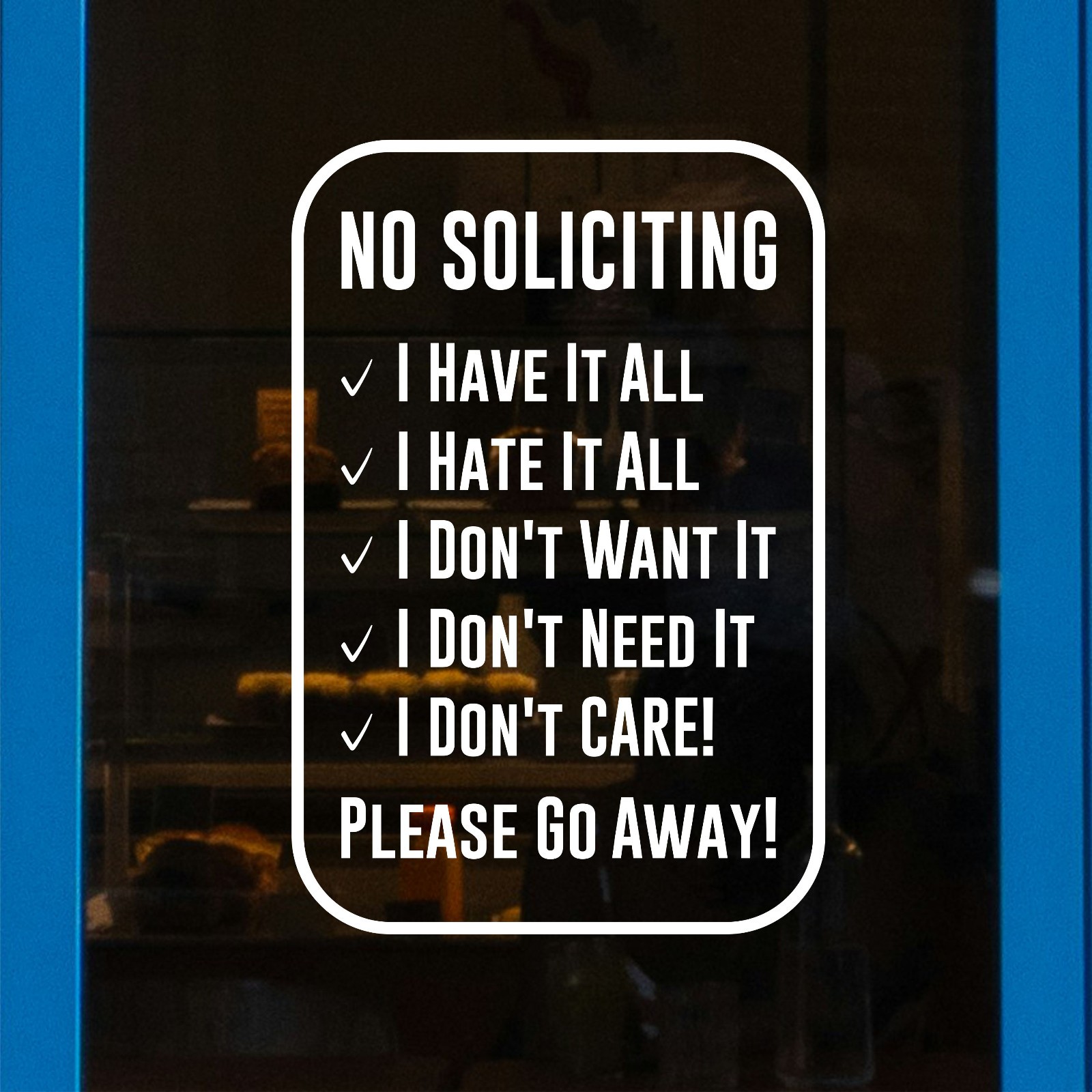 No Soliciting Decal No Solicitation Sticker Door Home Business Office Funny Sign