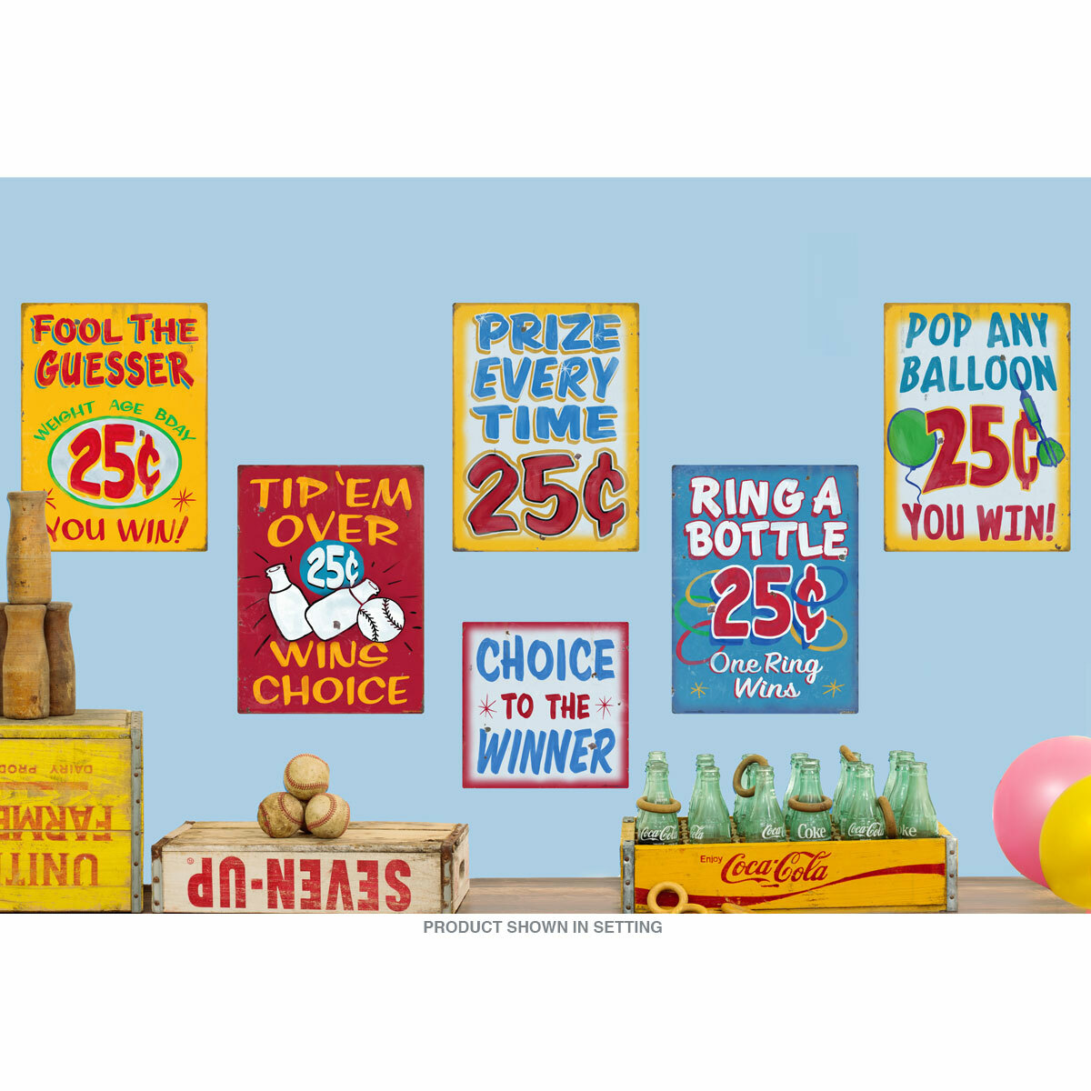 Carnival Midway Games Of Chance Wall Decal Set Vintage Style Game Room Decor