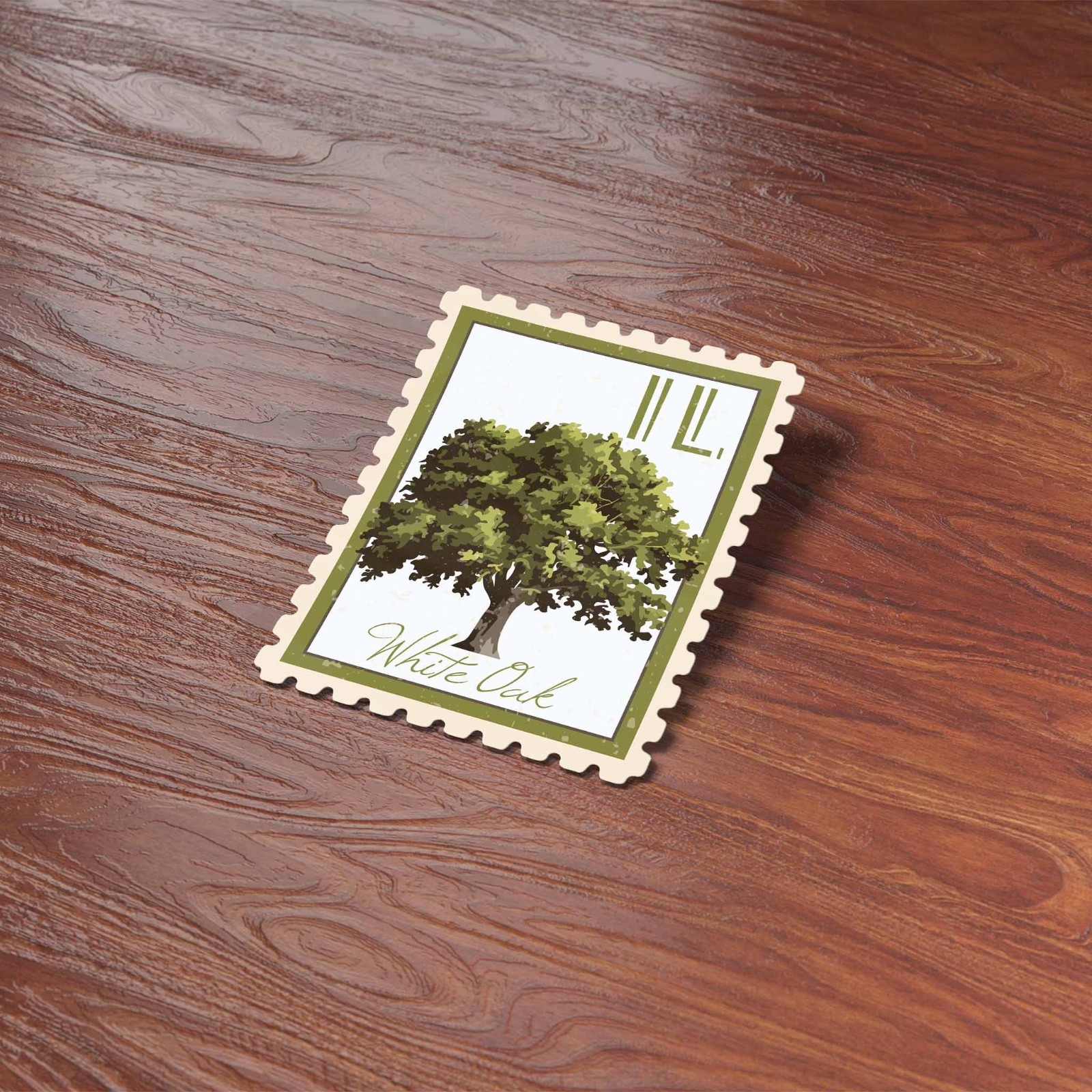 Illinois State Tree White Oak Sticker – IL Vintage Stamp Decal