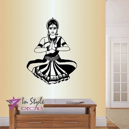 Vinyl Decal Beautiful Indian Girl Woman Dancing Hindu Ethnic Wall Sticker 226