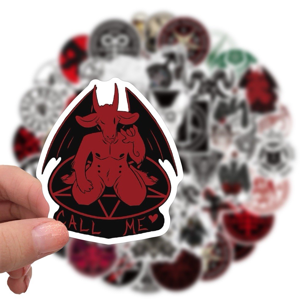 10 Random Satanic Stickers Devil 666 Decals Skull Satan Horror Red Free Shipping