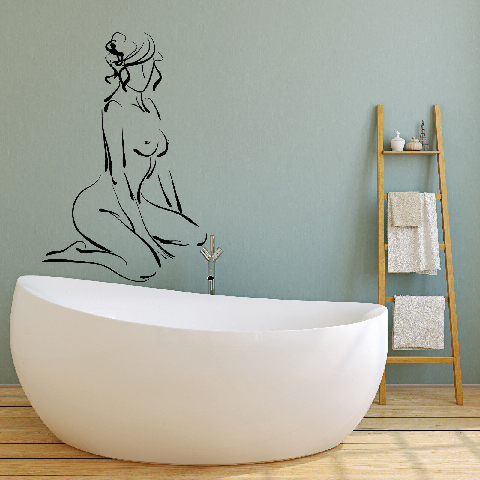 Vinyl Wall Decal Abstract Erotic Naked Girl Woman For Bathroom Stickers (2932ig)