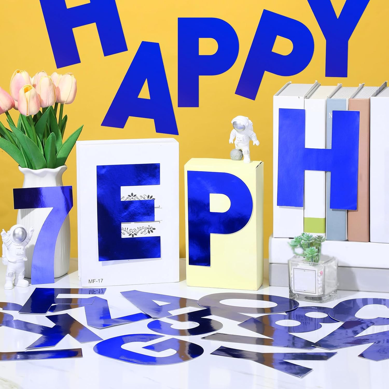 184 Pcs Large Vinyl Letters 6 Inch Big Font Alphabet Number and Symbol Blue