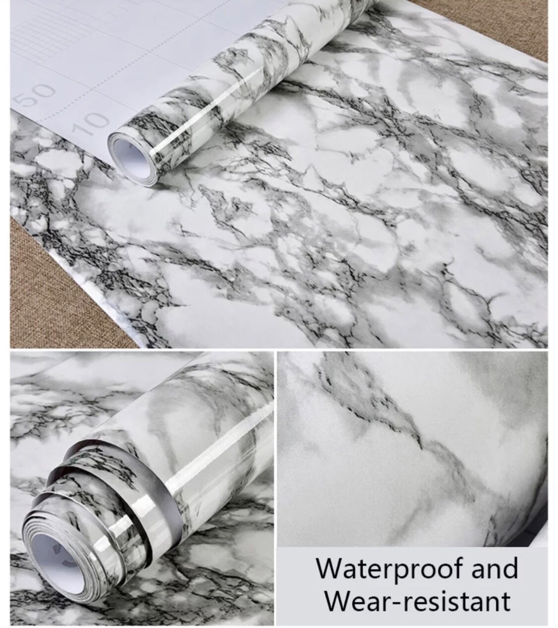 Marble Sticker Wall Decoration Kitchen Waterproof Smooth for Home Furnitu
