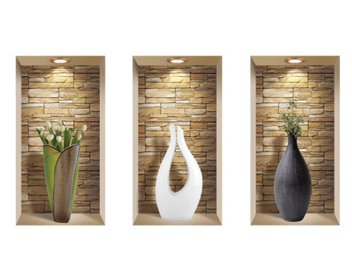 3D WALL STICKERS ART, NICHE ILLUSION SET, HOME DECORATION REMOVABLE